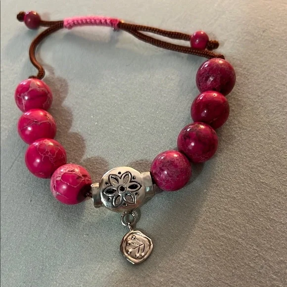 Silpada Pink Beaded Bracelet with Silver Accents - Picture 2 of 2